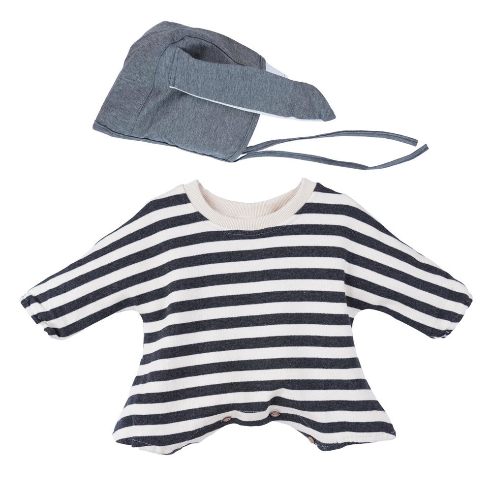 Baby Unisex Gray Striped Eeyore Hat Romper Set